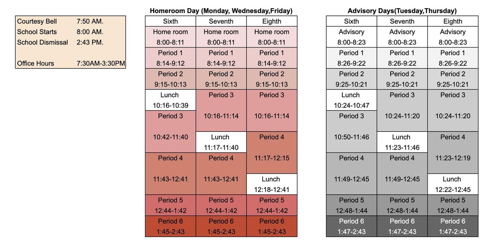 Bell Schedule