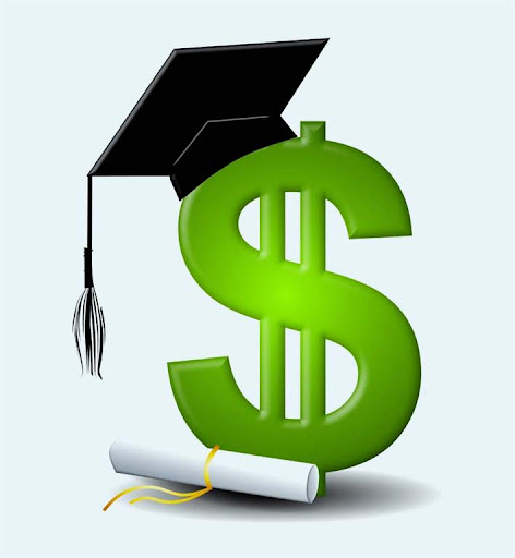  green dollar sign wearing a black graduation cap